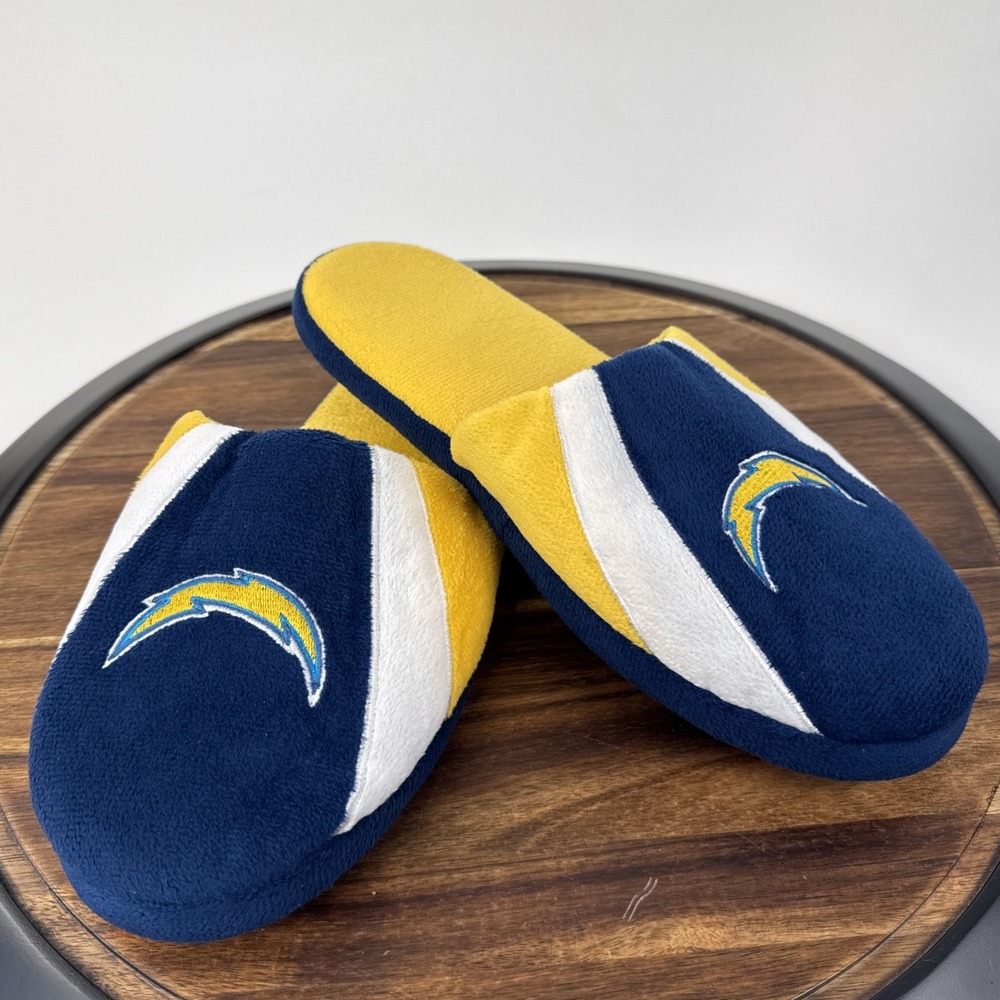 Los Angeles Chargers Slippers Men Size‎ M 9-10 Blue Yellow NFL Slide House Shoes